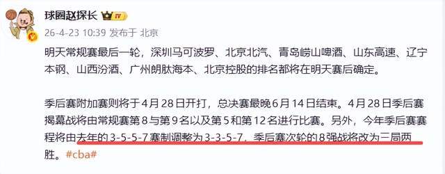 博鱼体育-CBA季后赛为何又改赛制？媒体人说出答案，令人无奈，或制造冷门